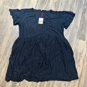 Boho Dress Knox Rose Women's Flutter 1X Short Sleeve Tiered Navy Blue